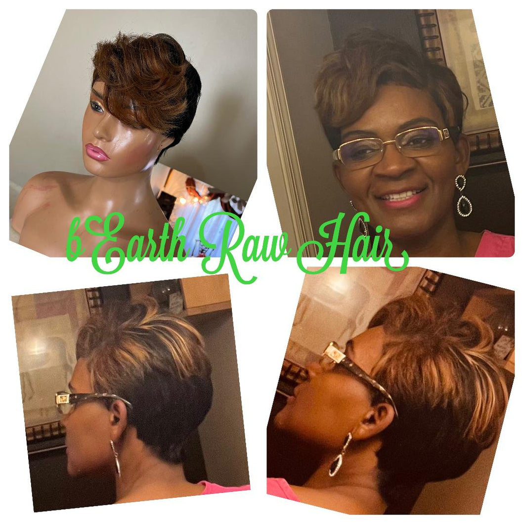Short Cut with blonde and Light Brown Highlights
